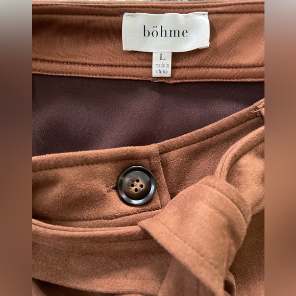 Bohme Tan Button-Front A-Line Faux Suede Skirt - Picture 4 of 6